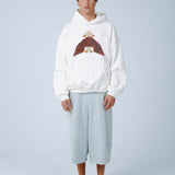 UPSIDE DOWN DOUBLE HEADED EAGLE HOODED SWEATSHIRT IN SNOW WHITE