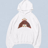 UPSIDE DOWN DOUBLE HEADED EAGLE HOODED SWEATSHIRT IN SNOW WHITE