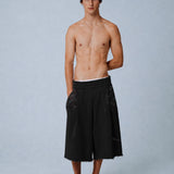 WIDE-LEG CAPRI TROUSERS IN BLACK