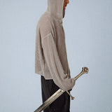 KNIGHT TEMPLAR KNIT ZIP-UP HOODIE IN STONE