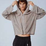 KNIGHT TEMPLAR KNIT ZIP-UP HOODIE IN STONE