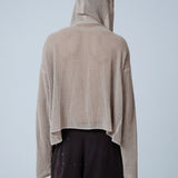 KNIGHT TEMPLAR KNIT ZIP-UP HOODIE IN STONE