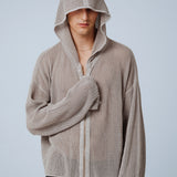 KNIGHT TEMPLAR KNIT ZIP-UP HOODIE IN STONE