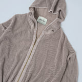 KNIGHT TEMPLAR KNIT ZIP-UP HOODIE IN STONE