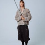 KNIGHT TEMPLAR KNIT ZIP-UP HOODIE IN STONE