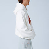 UPSIDE DOWN DOUBLE HEADED EAGLE HOODED SWEATSHIRT IN SNOW WHITE